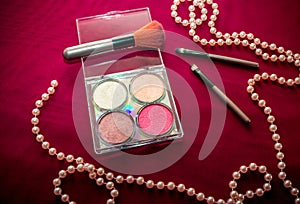 Makeup cosmetic kit Ã¢â¬â eye shadows, highlighter and blush